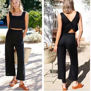 Emerson Fry Roma Cropped Wide Leg Classic Pant Black Size Medium